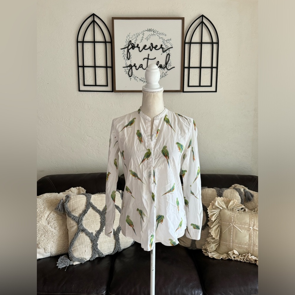 Hartford Alternative Classics Tunic Top Size 1 Fun Parrot Print 100% Cotton Boho